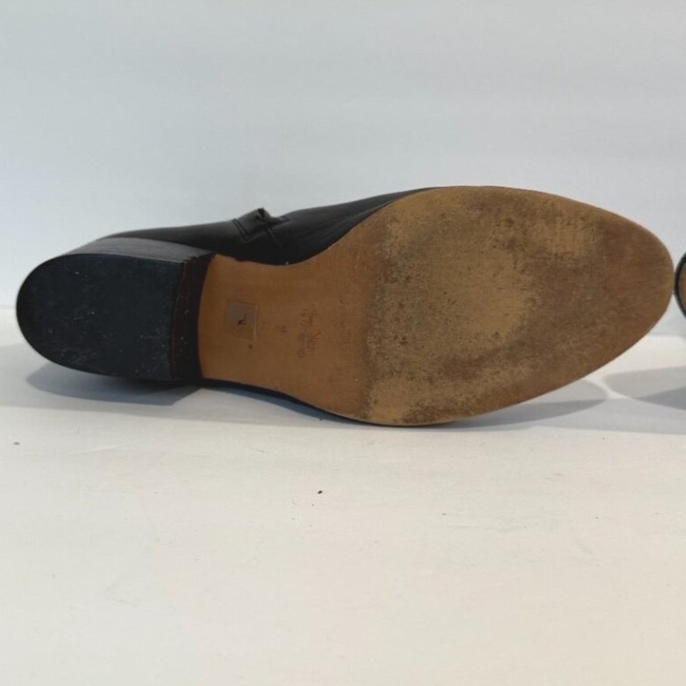 Coach Black Leather Snakeskin Strap Block Heel Ankle Booties Size 9B Round Toe - Picture 12 of 12